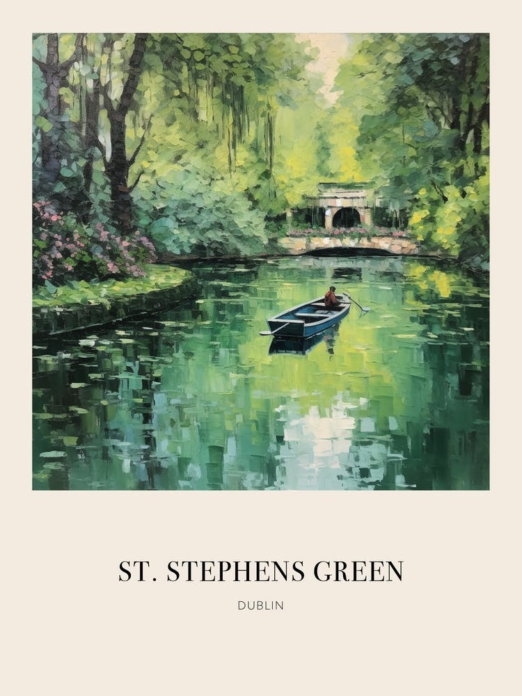 St Stephens Green Dublin Vintage Cezanne Inspired Poster