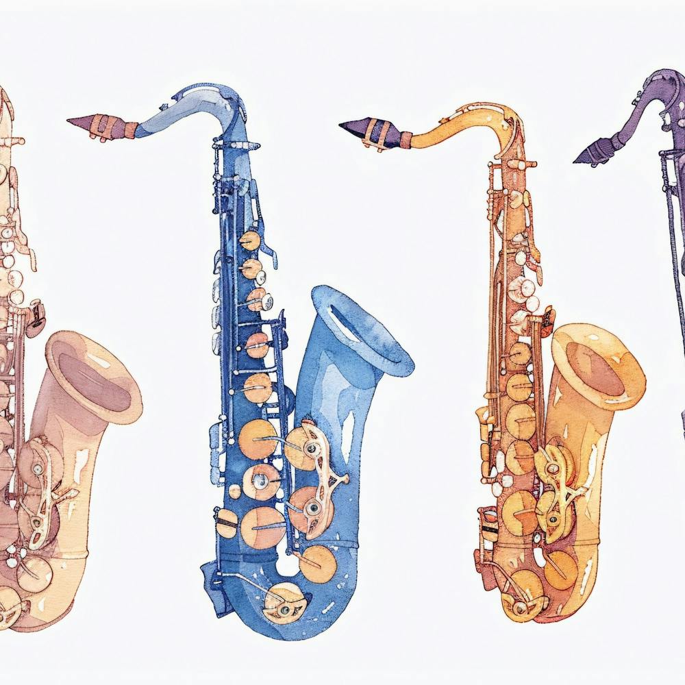 Watercolor Saxophones 1