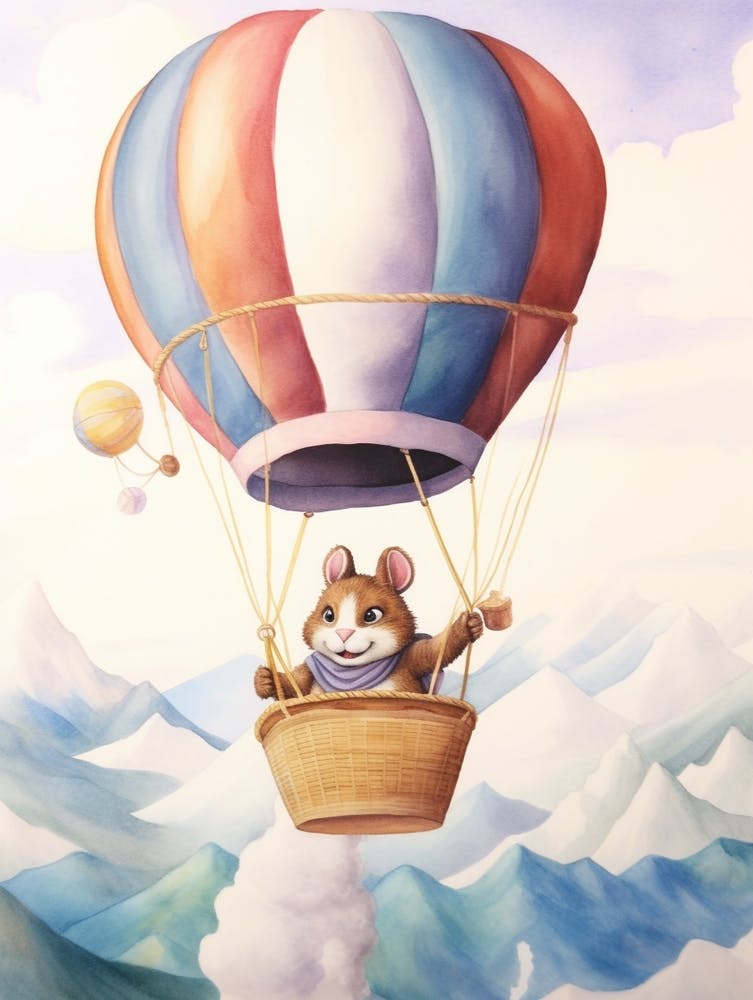 Baby Chipmunk 1 In A Hot Air Balloon
