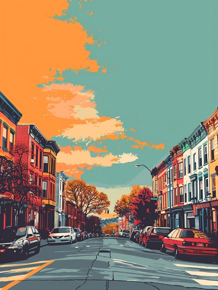 Stapleton New York Colourful Silkscreen Illustration 3