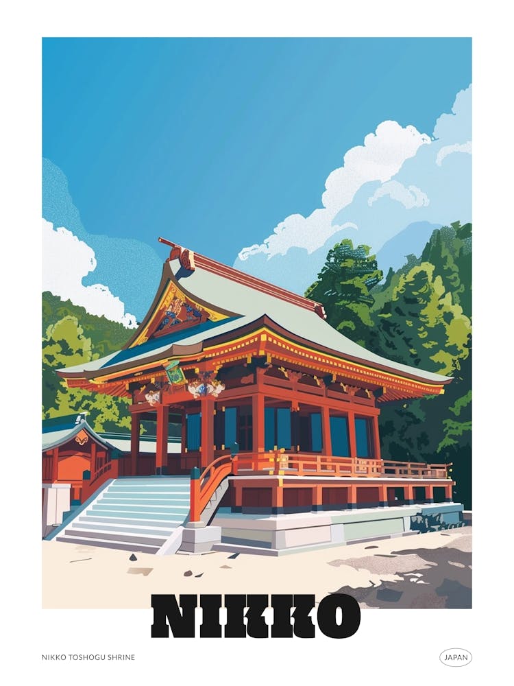 Nikko Toshogu Shrine 2 Colourful Illustration Poster