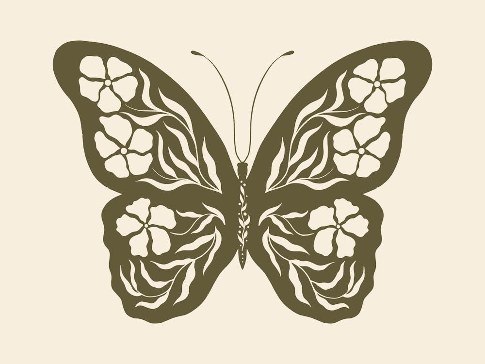 Folk Art Butterfly 01 - Woodland Green