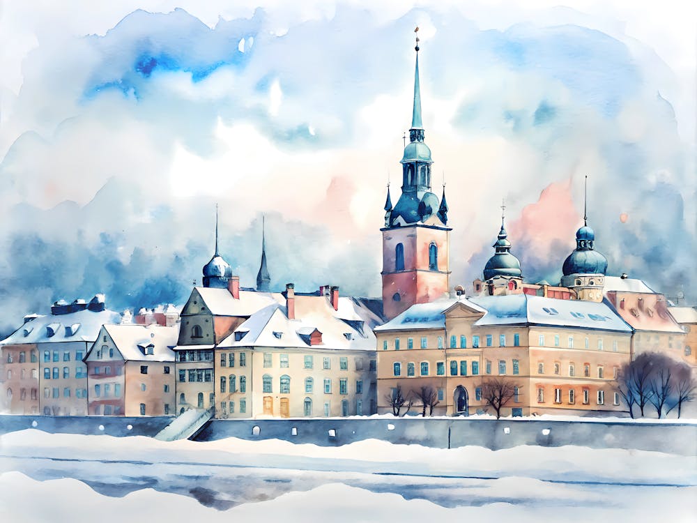 Stockholm Sweden A Vintage Illustration 1