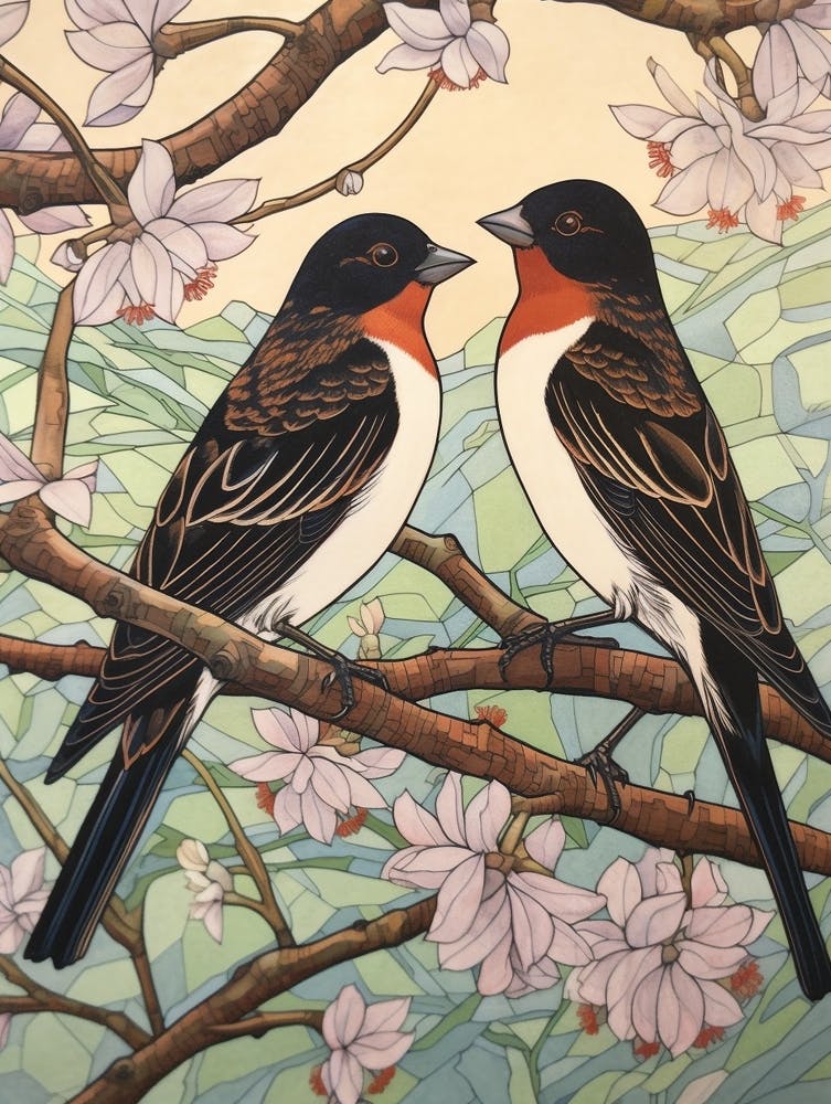 Art Nouveau Birds Poster Barn Swallow 4