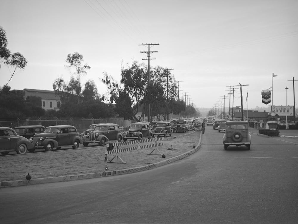 Traffic At Intersection, San Diego, California By Russell Lee