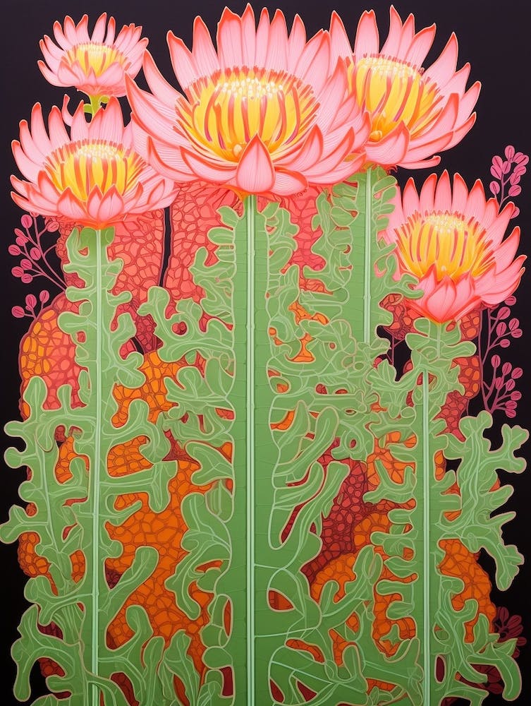 Mexican Style Cactus Illustration Turks Head Cactus 4