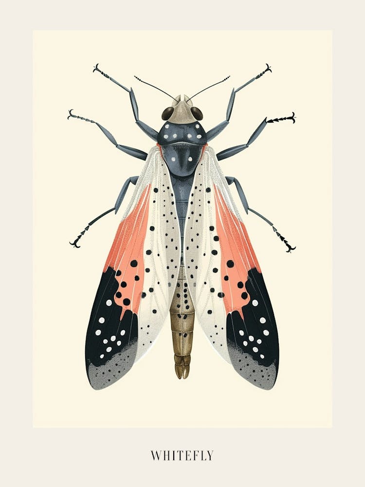 Colourful Insect Illustration Whitefly 15 Poster