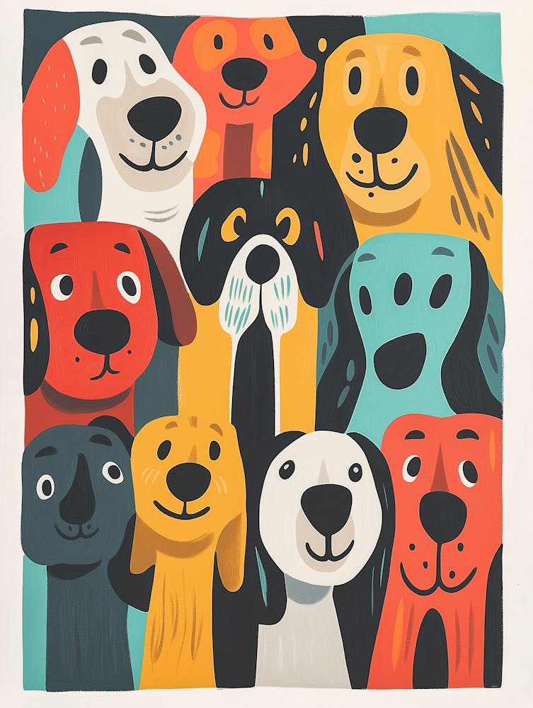 Family Dogs Watercolor Painting