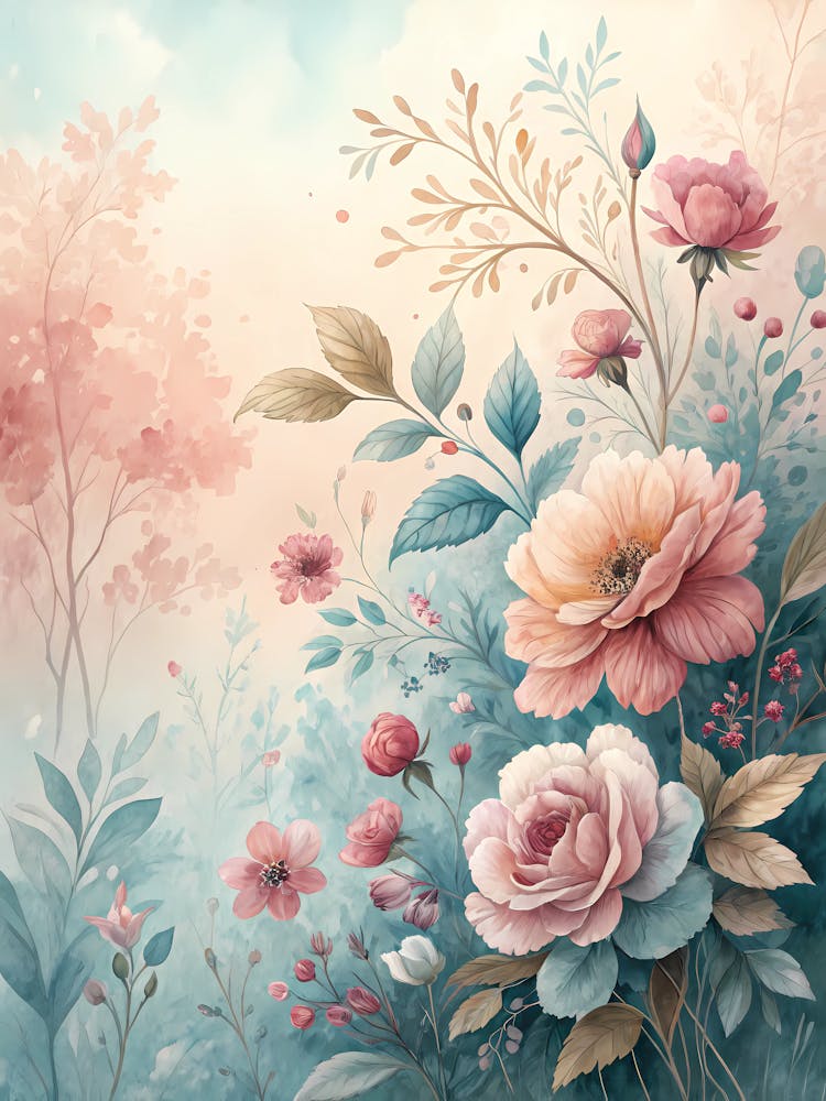 Oil Painting Style Gradient Floral Background