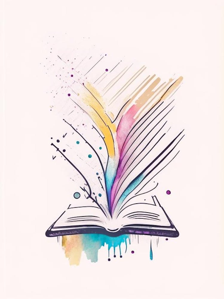 Open Book Symbol Minimal Watercolour