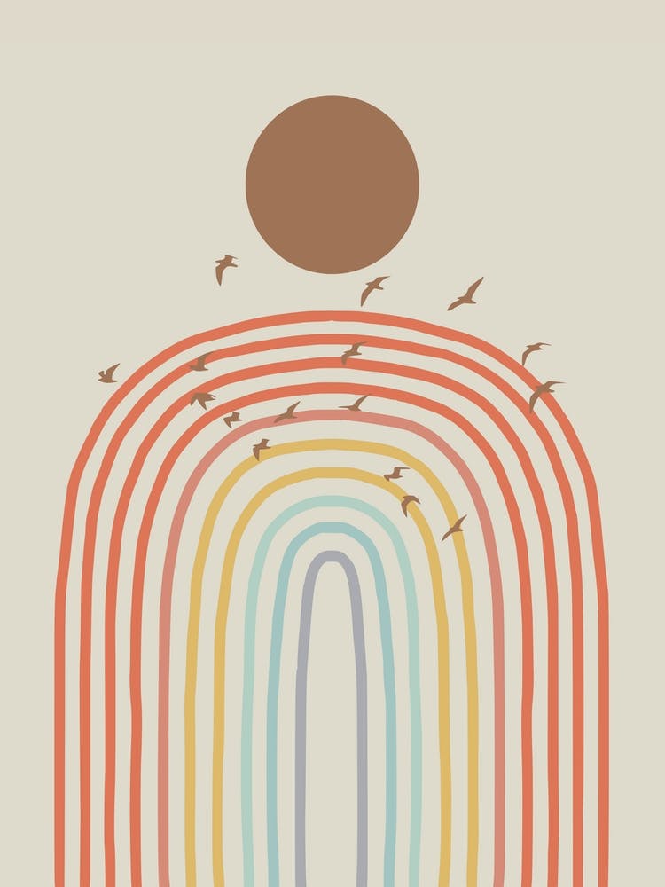 Rainbow Arch And Birds