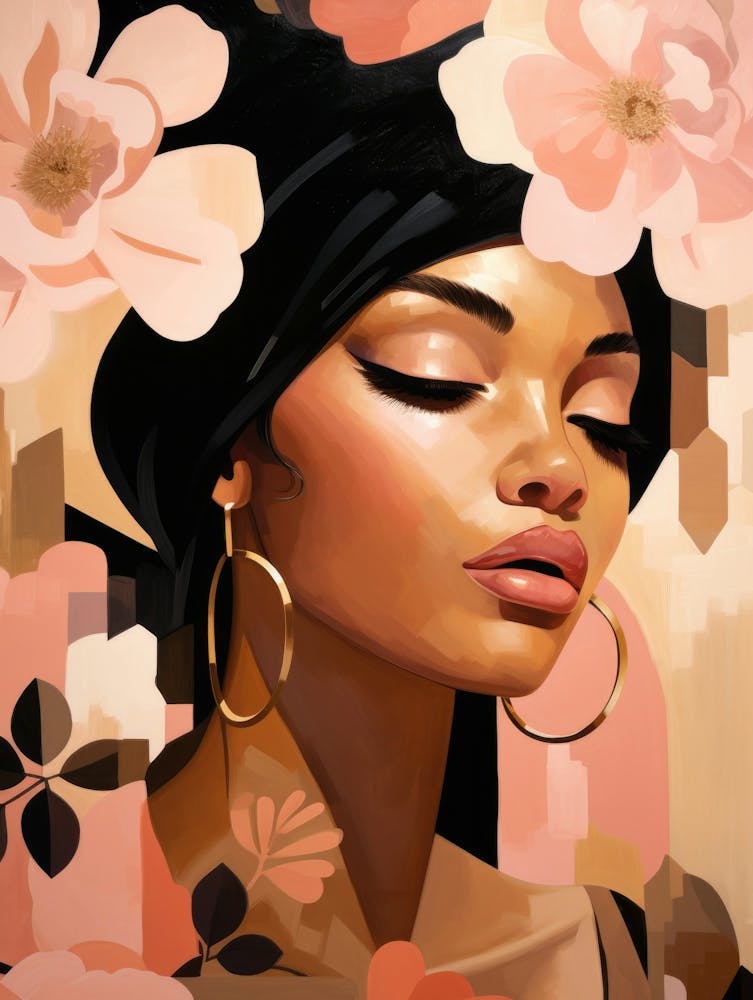 Black Girl With Flowers 1