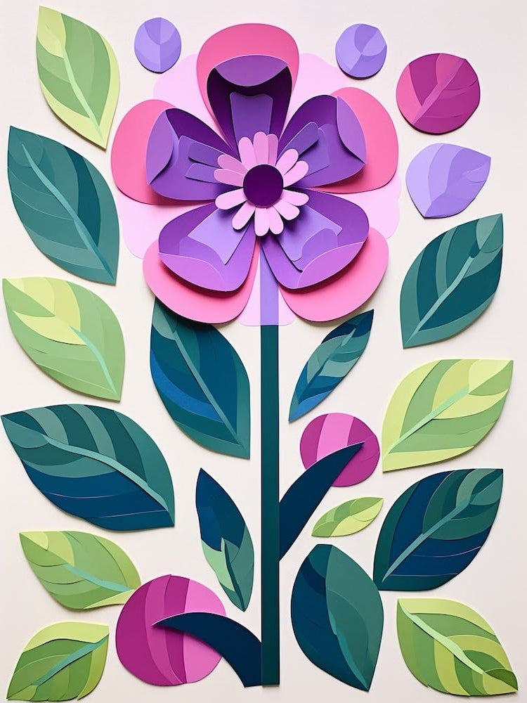 Cut Out Style Flower Art Lilac 1