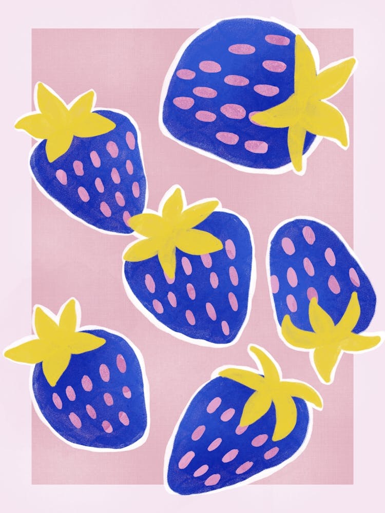 Blue And Pink Strawberries