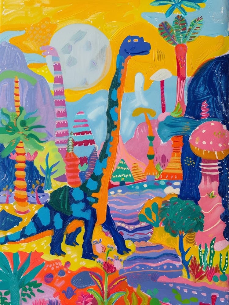 Colourful Abstract Dinosaur Pattern Painting