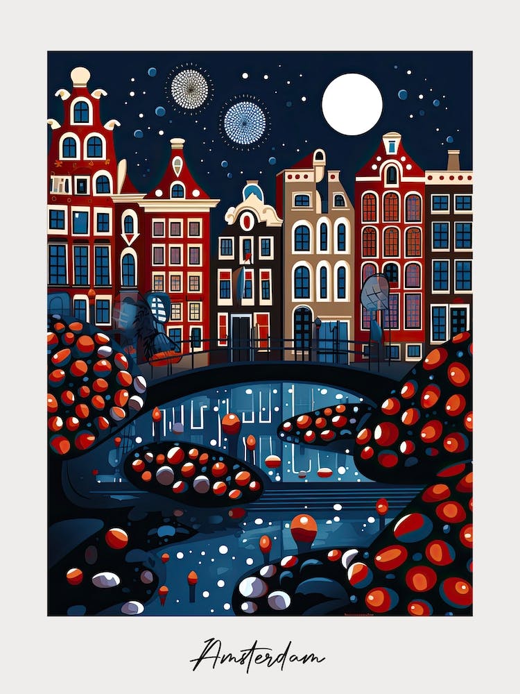 Poster Of Amsterdam, Illustration In The Style Of Pop Art 4