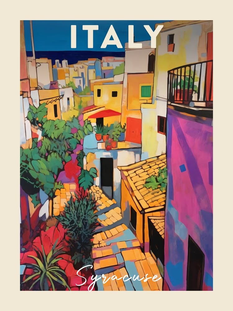 Syracuse Italy 4 Fauvist Painting Travel Poster
