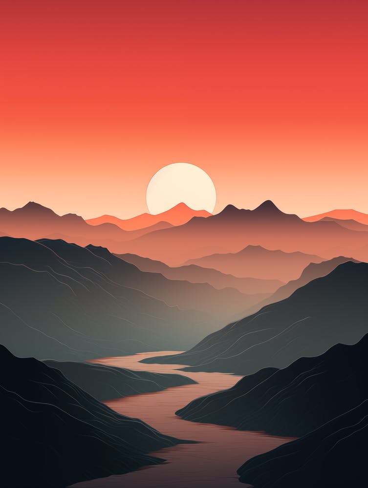 Paysage au coucher du soleil