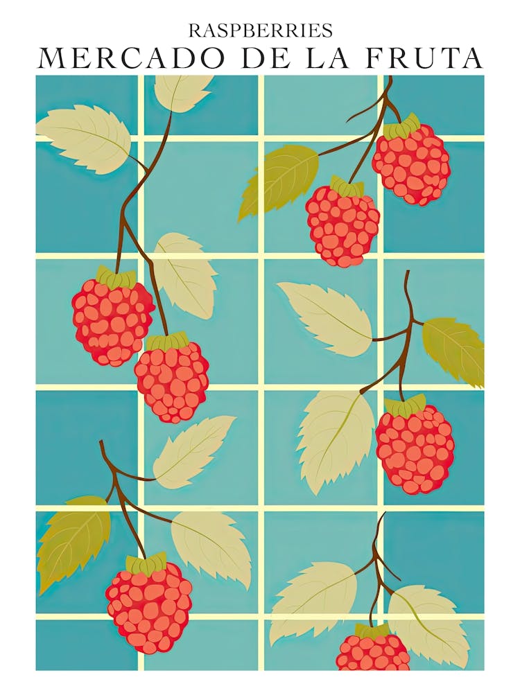Mercado De La Fruta Himbeeren Illustration 8 Poster