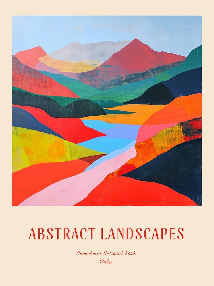 Colourful Abstract Snowdonia National Park Wales 7 Poster