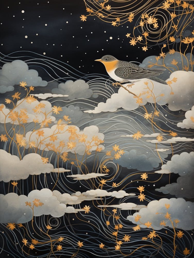 Robin 2 Gold Detail Painting