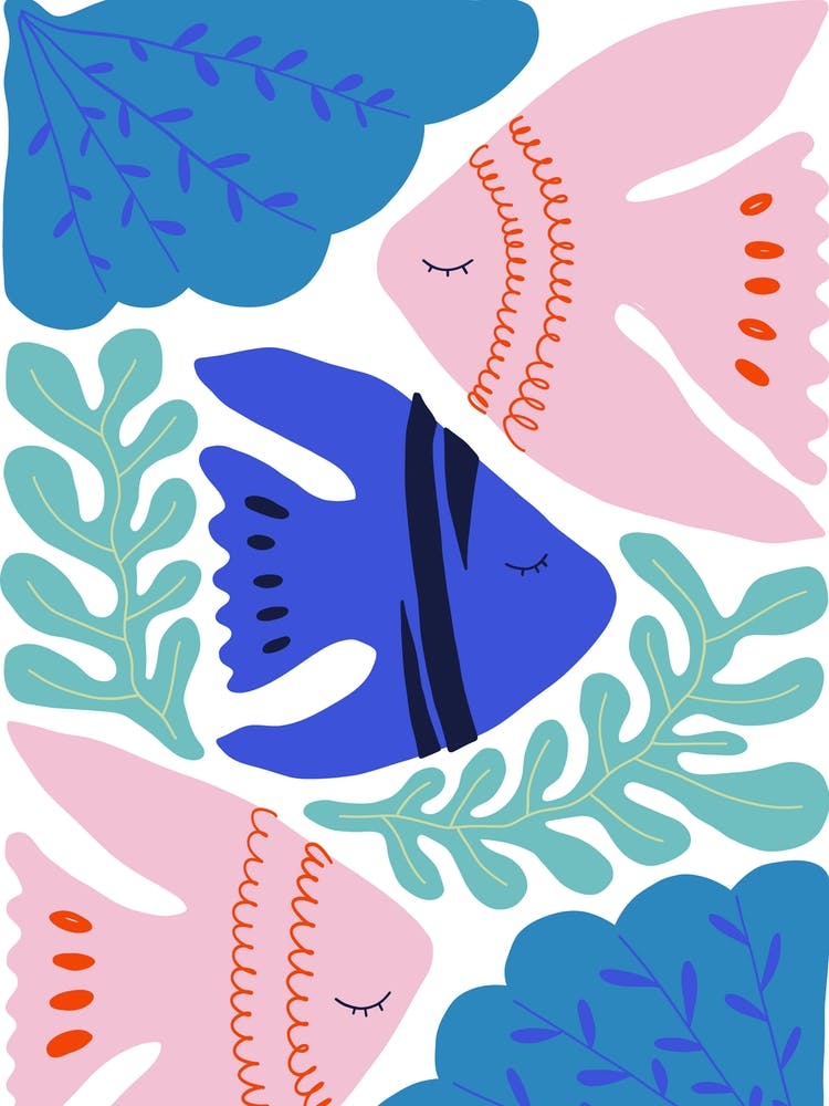 Fishes and Corals Ocean Collection Boho