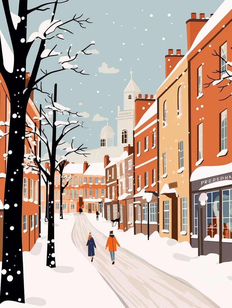 Retro Winter Illustration York United Kingdom 1