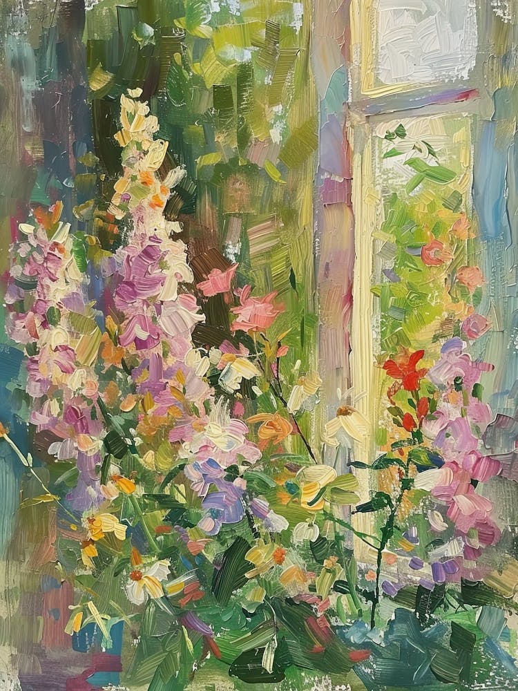 Snapdragon Flowers On A Cottage Window 2