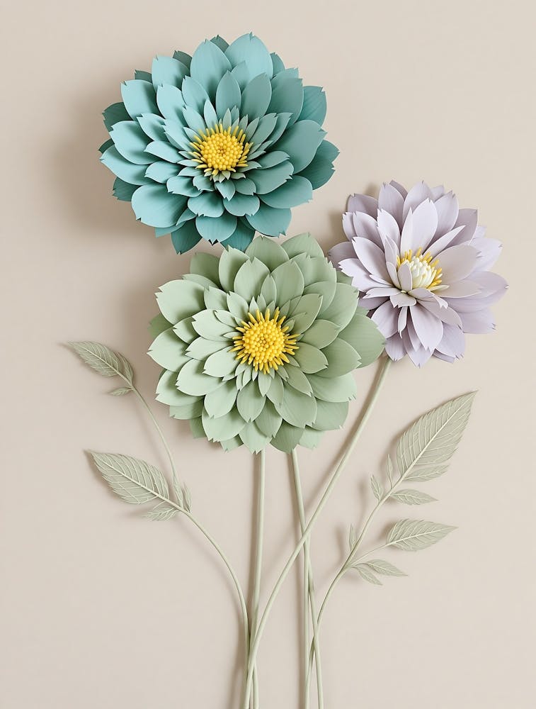 Stylized Pastel Florals with Elegant Stems