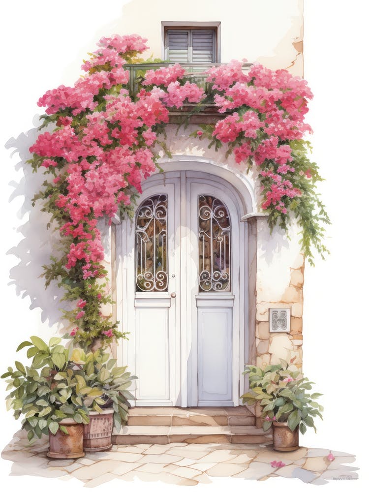 Antibes, France   Mediterranean Doors Watercolour Painting 4
