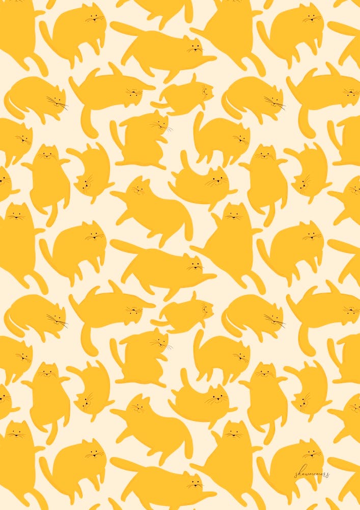 Cats Yellow Pattern