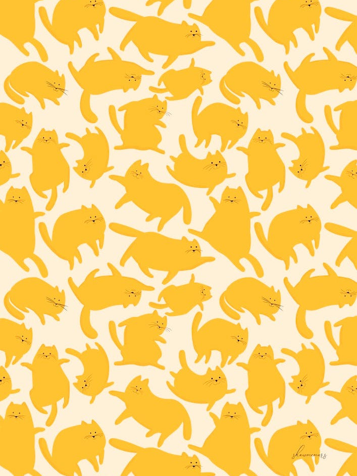 Cats Yellow Pattern