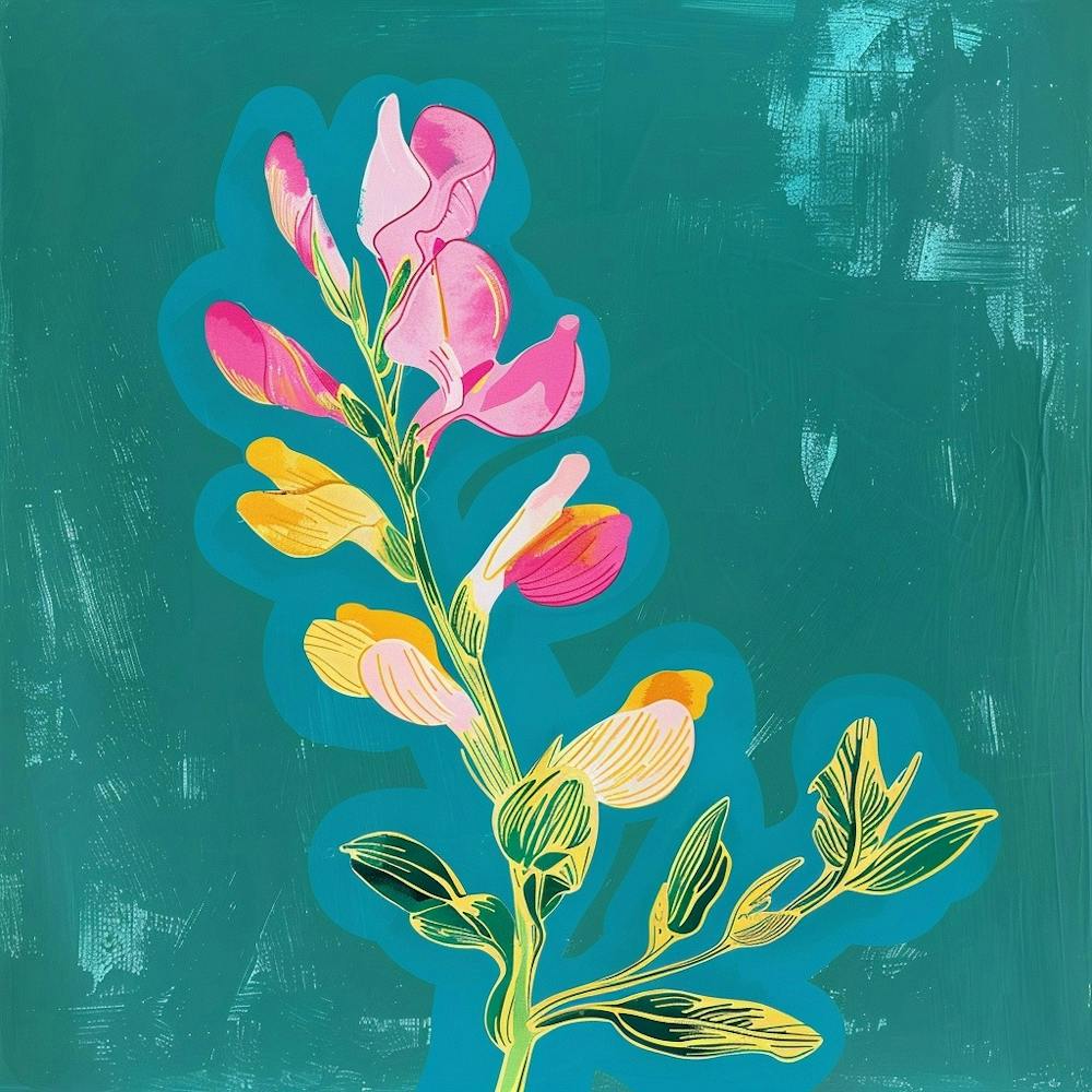 Aconitum 3 Square Flower Illustration