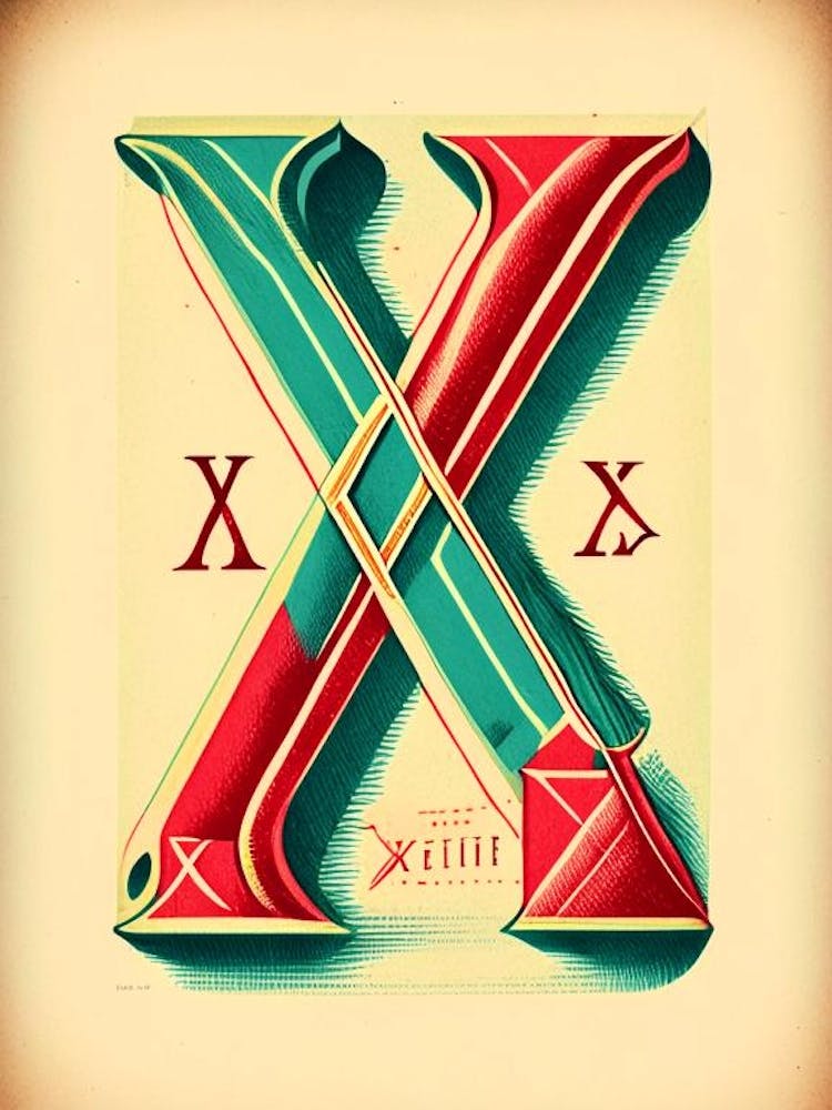 X, Letter, Alphabet Vintage Sketch 2