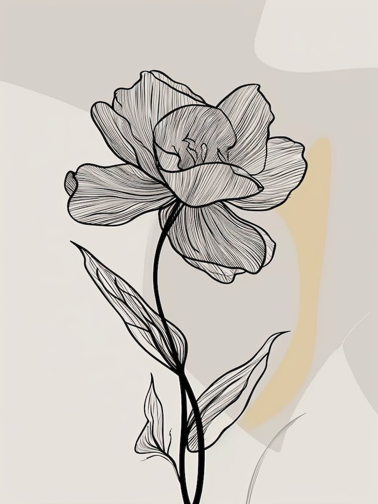 Daffodils Line Art Flowers Illustration Neutral 3