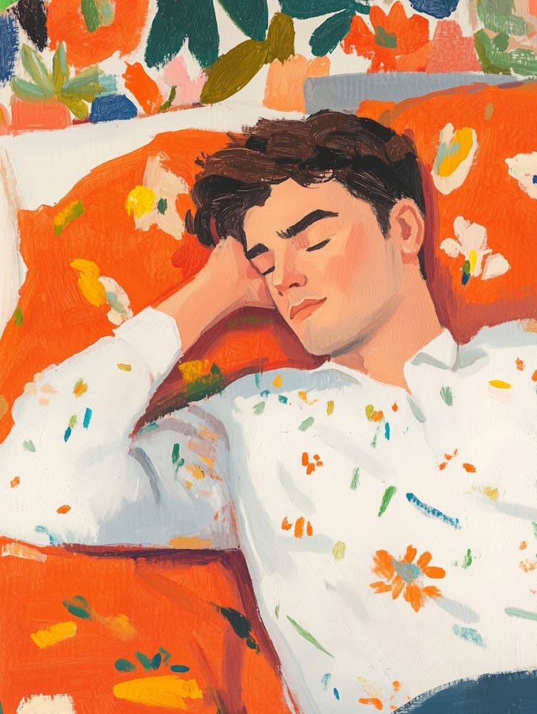 Nickender Mann Gouache-Gemälde