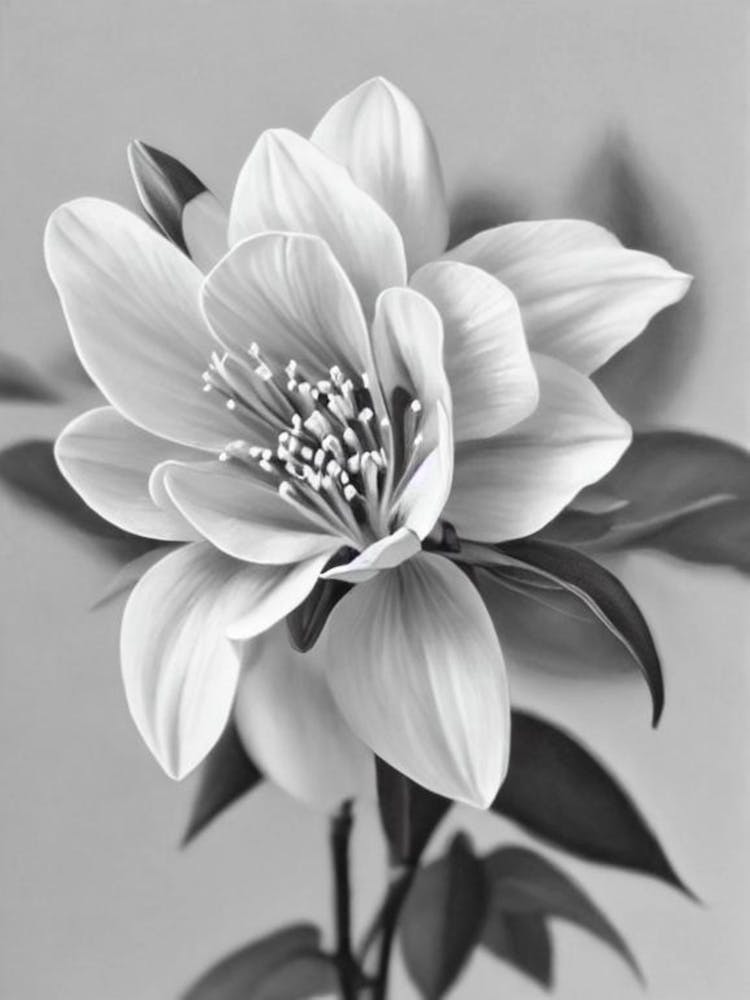 Lilac B&W Pencil 3 Flower