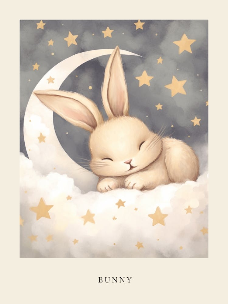 Sleeping Baby Bunny 2 Nursery Poster