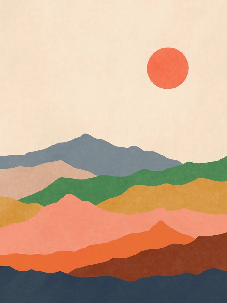 Landscape -Boho Art Sun Mountain