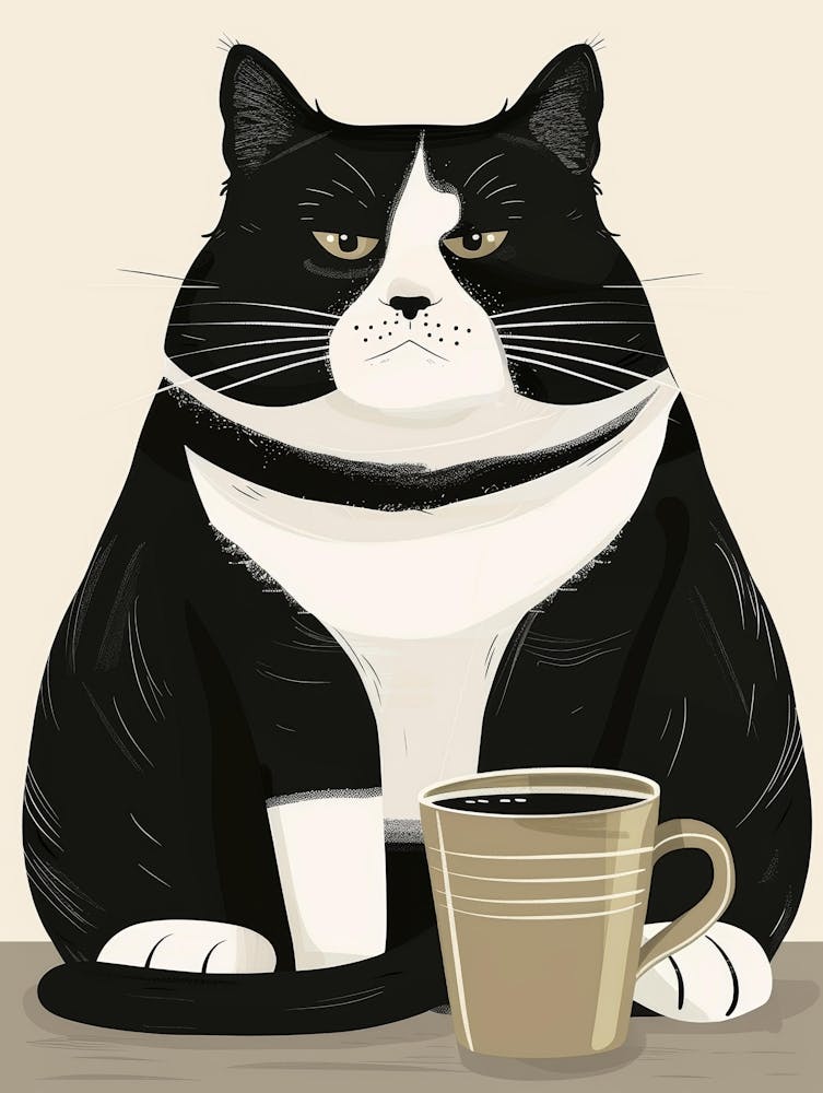 Cat With A Cup Of Coffee 3