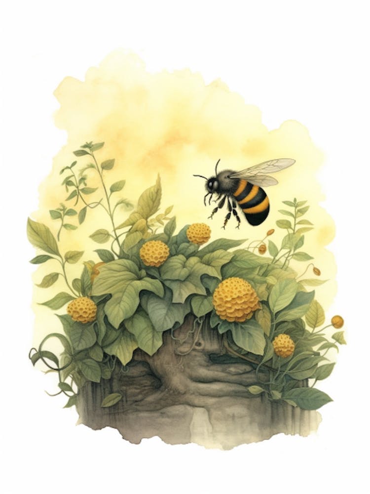 Nördliche Hummel Bienenstock Aquarell-Illustration 1