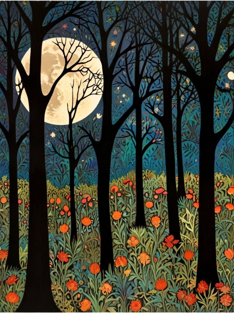 William Morris Moonlight In The Woods 140