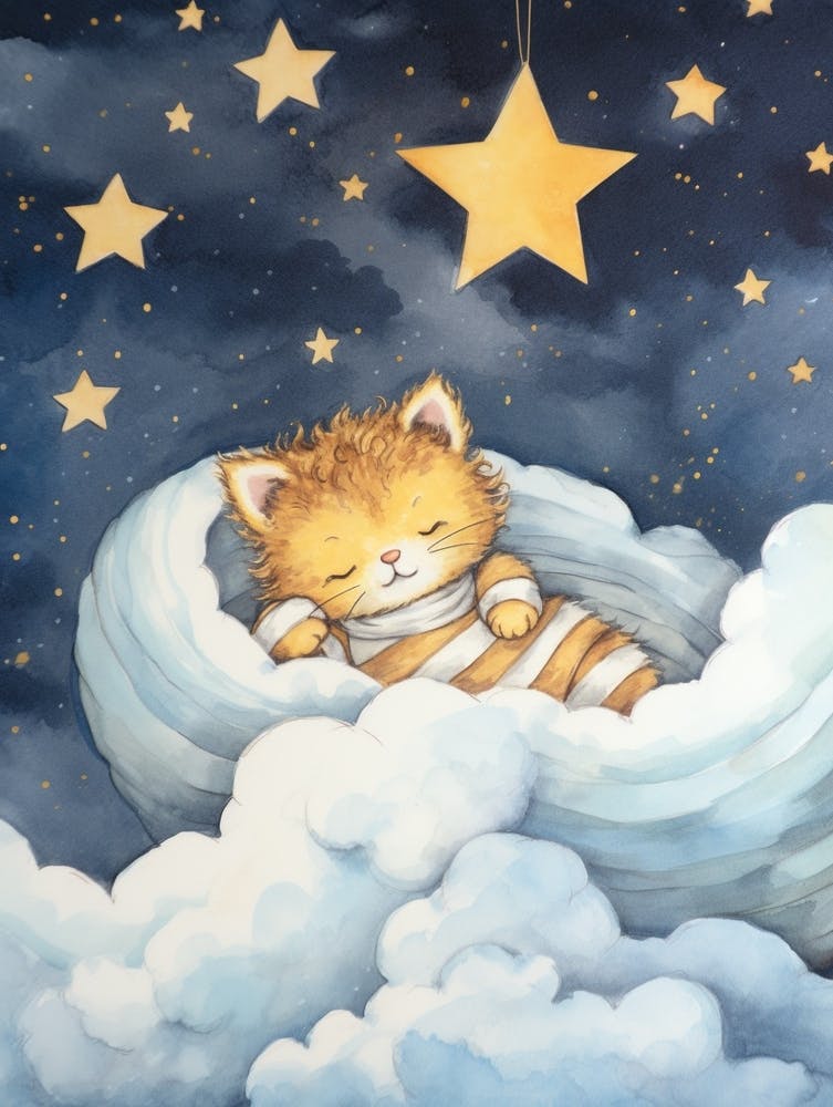 Baby Tiger Cub 1 Sleeping In The Clouds