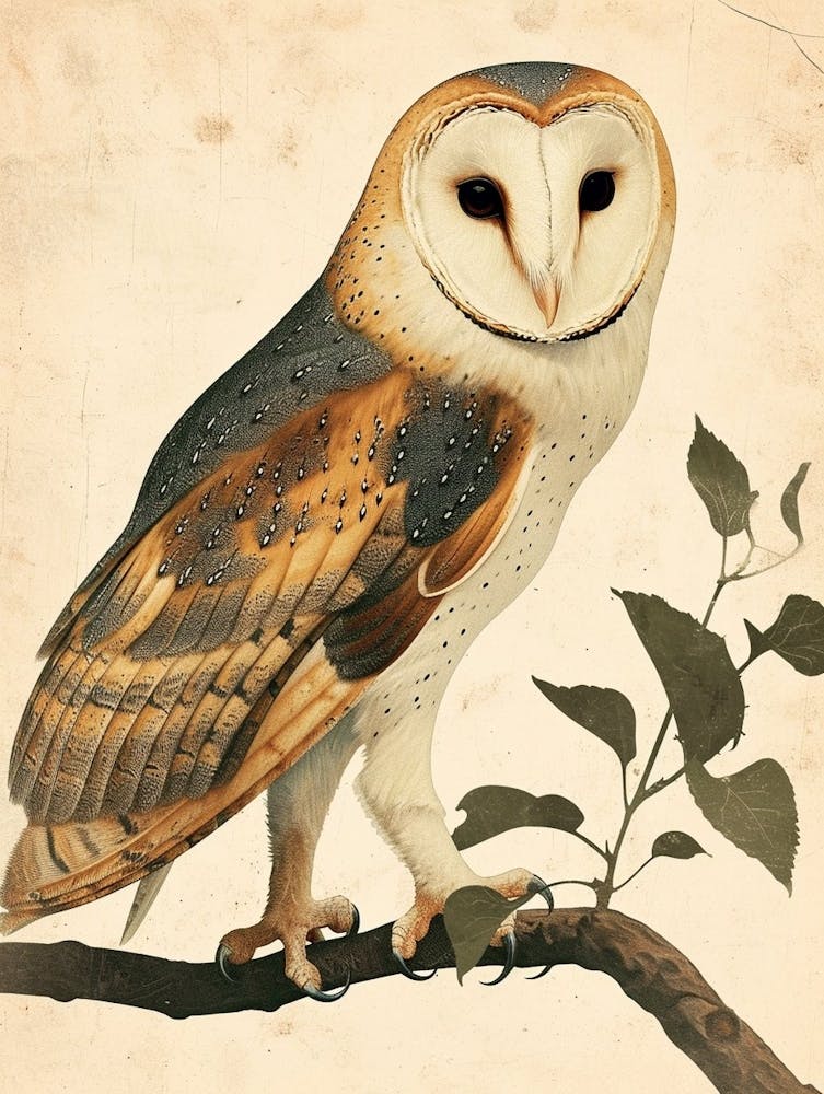 Barn Owl Vintage Illustration 2