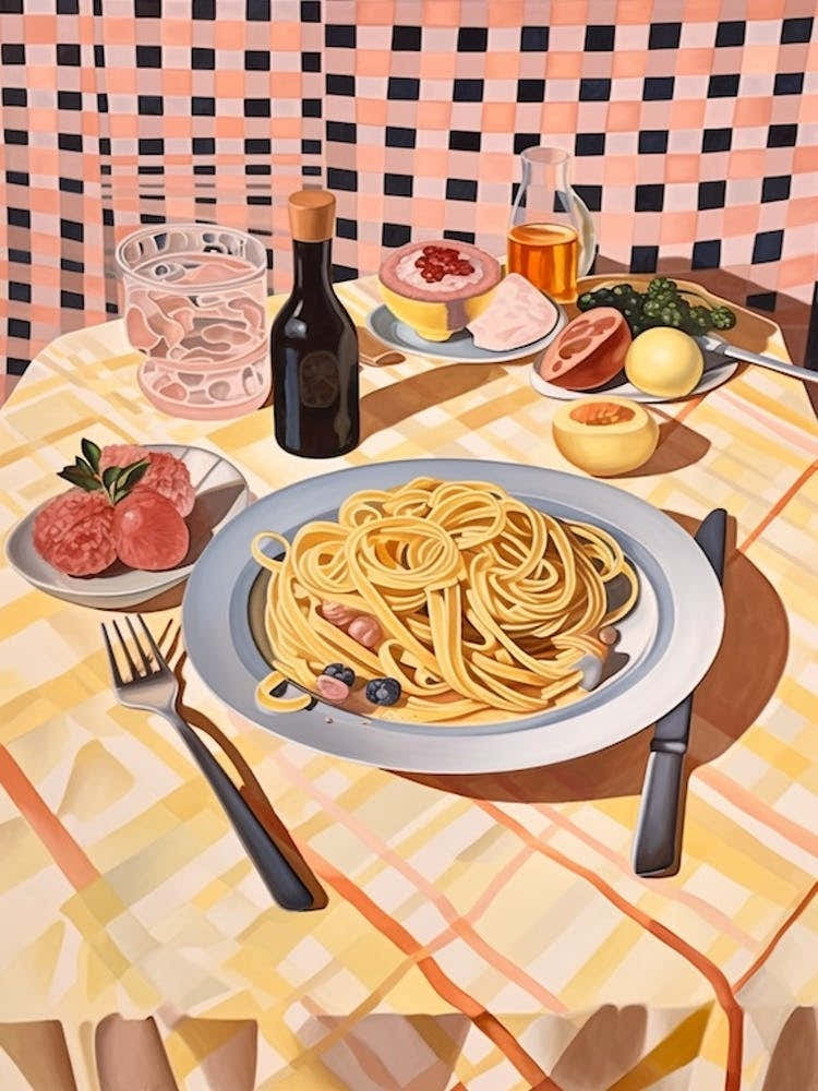 Spaghetti Alla Carbonara Still Life Painting