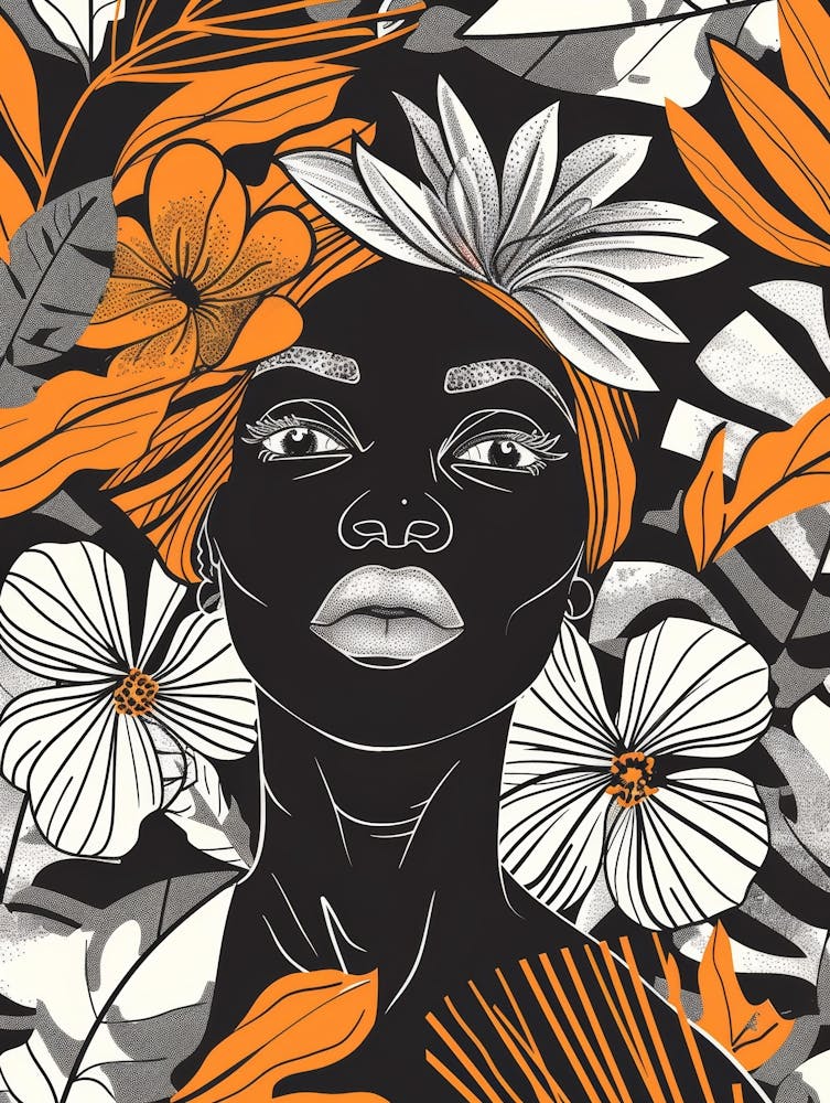 African Woman With Flowers 3