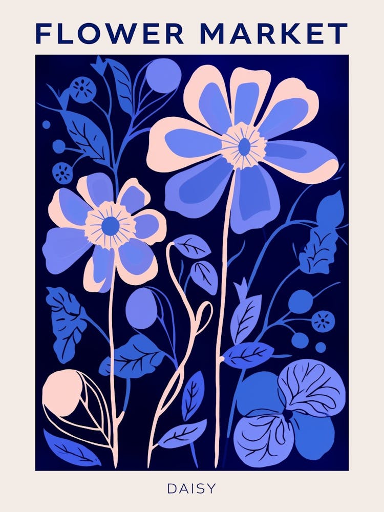 Affiche Marché aux Fleurs Bleu - Marguerite 1