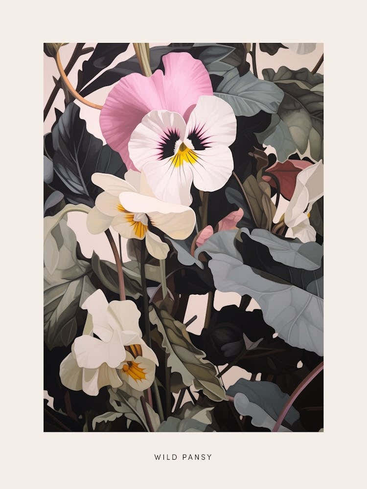 Flower Illustration Wild Pansy 2 Poster