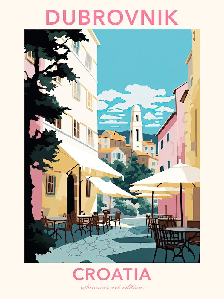 Dubrovnik, Croatia, Flat Pastels Tones Illustration 2 Poster
