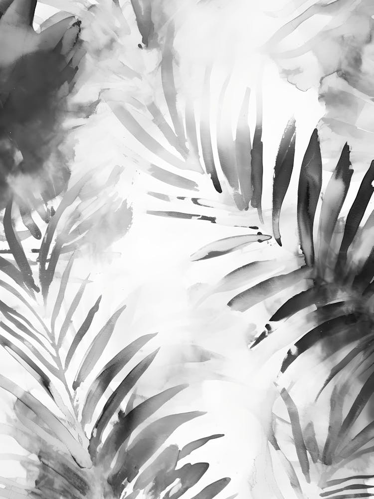 Black And White Tropical Leaves 4